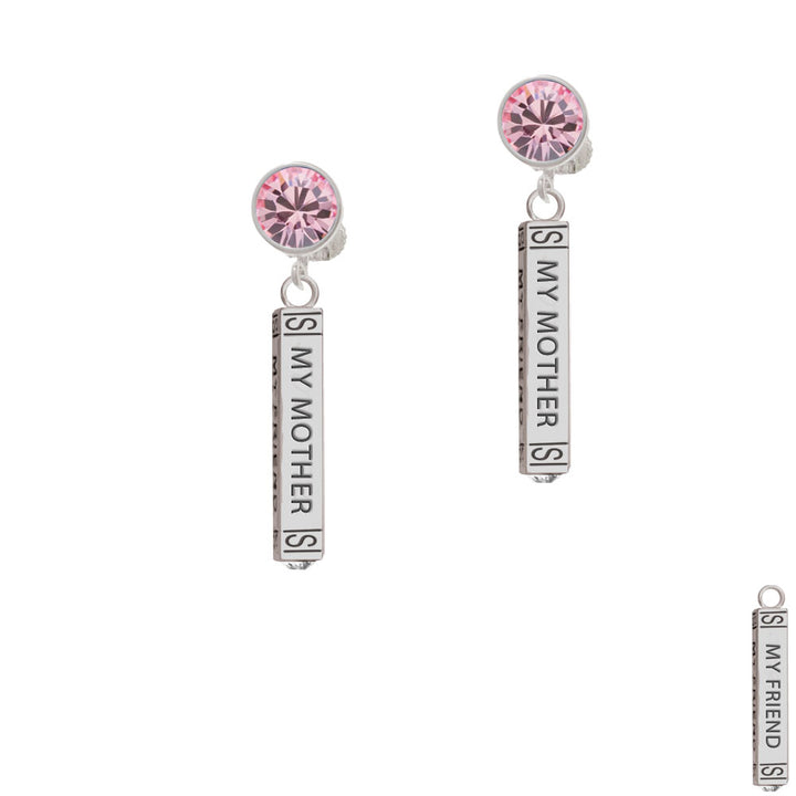 Always My Mother Bar Crystal Clip On Earrings Image 4