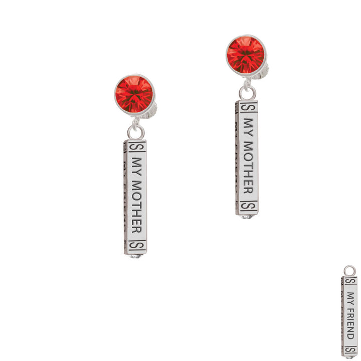 Always My Mother Bar Crystal Clip On Earrings Image 4