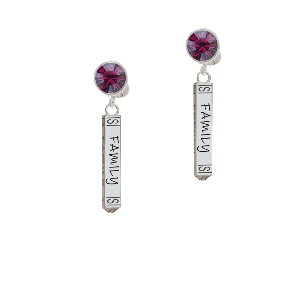 Family Bar Crystal Clip On Earrings Image 8