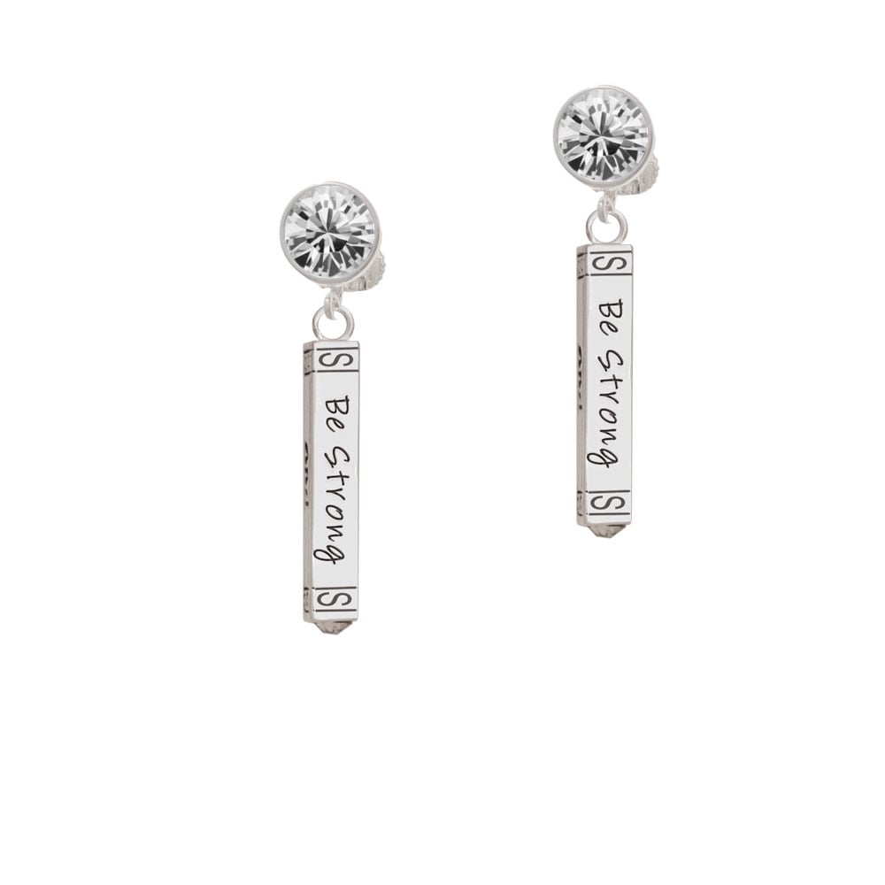 Be Strong and Courageous Bar Crystal Clip On Earrings Image 1