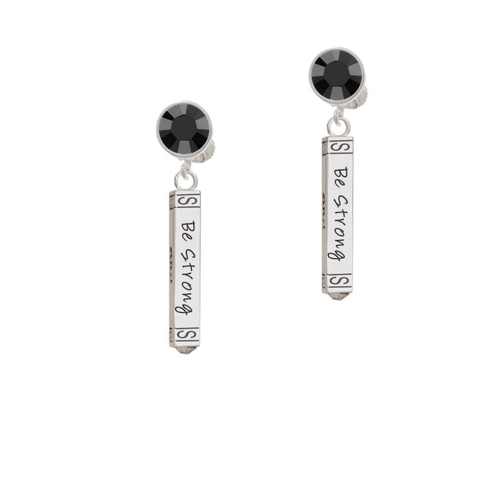 Be Strong and Courageous Bar Crystal Clip On Earrings Image 3