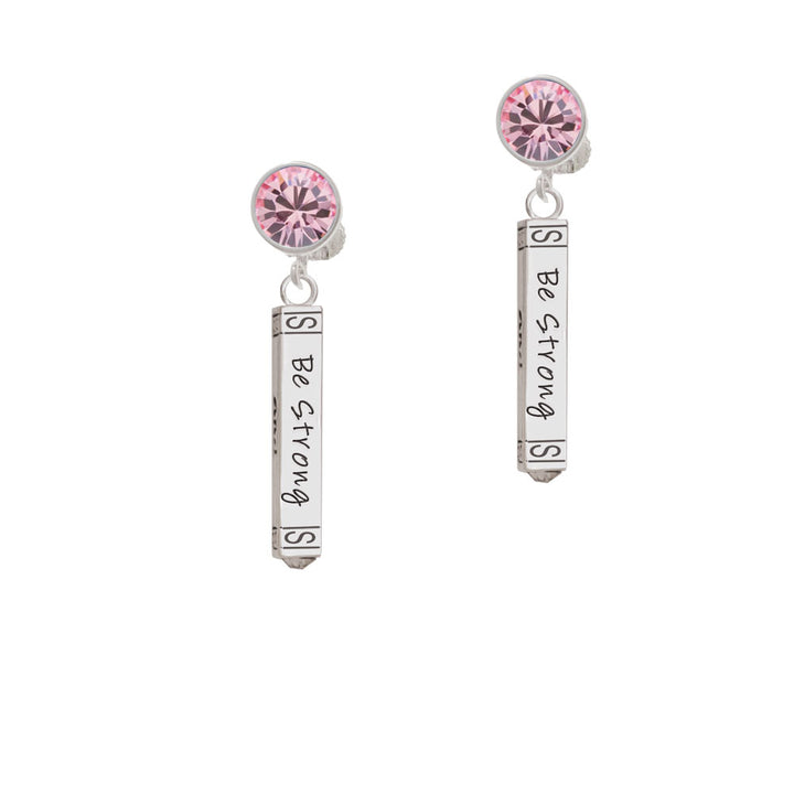 Be Strong and Courageous Bar Crystal Clip On Earrings Image 4