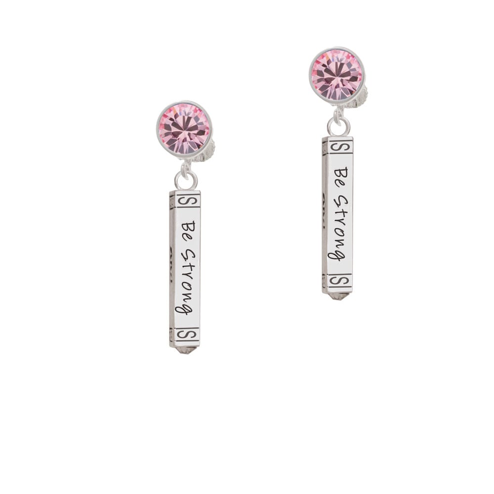 Be Strong and Courageous Bar Crystal Clip On Earrings Image 1