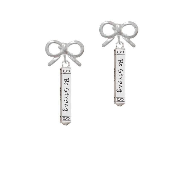 Be Strong and Courageous Bar Crystal Clip On Earrings Image 9