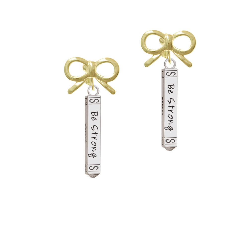 Be Strong and Courageous Bar Crystal Clip On Earrings Image 10