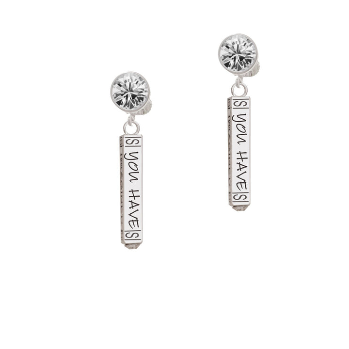 Live the Life You Have Imagined Bar Crystal Clip On Earrings Image 2