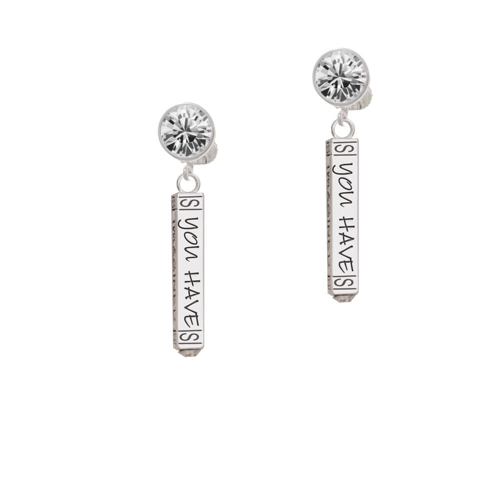 Live the Life You Have Imagined Bar Crystal Clip On Earrings Image 1