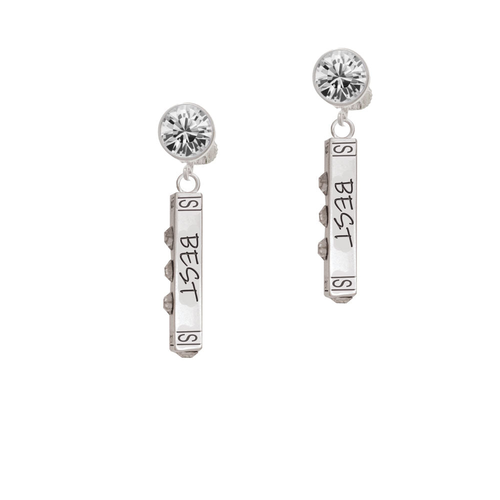 Best Friends Forever Bar Crystal Clip On Earrings Image 2