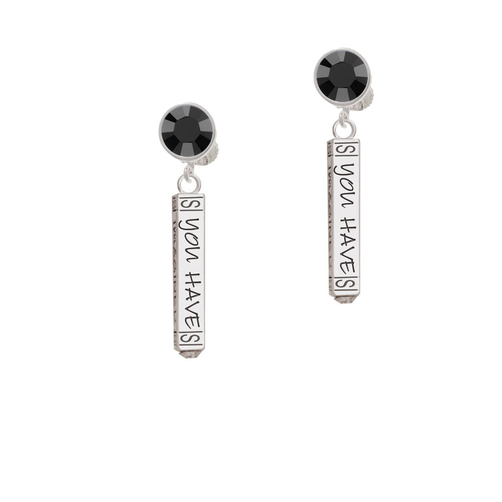 Live the Life You Have Imagined Bar Crystal Clip On Earrings Image 3