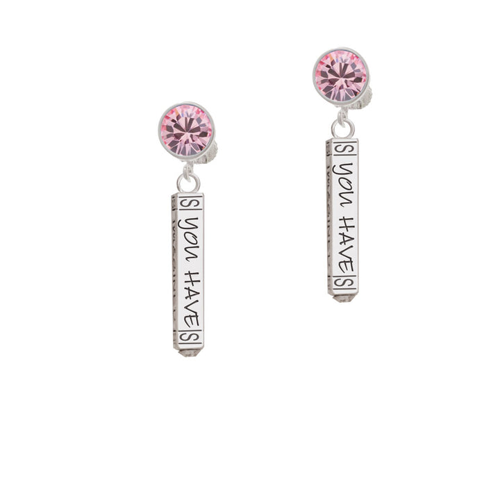 Live the Life You Have Imagined Bar Crystal Clip On Earrings Image 4