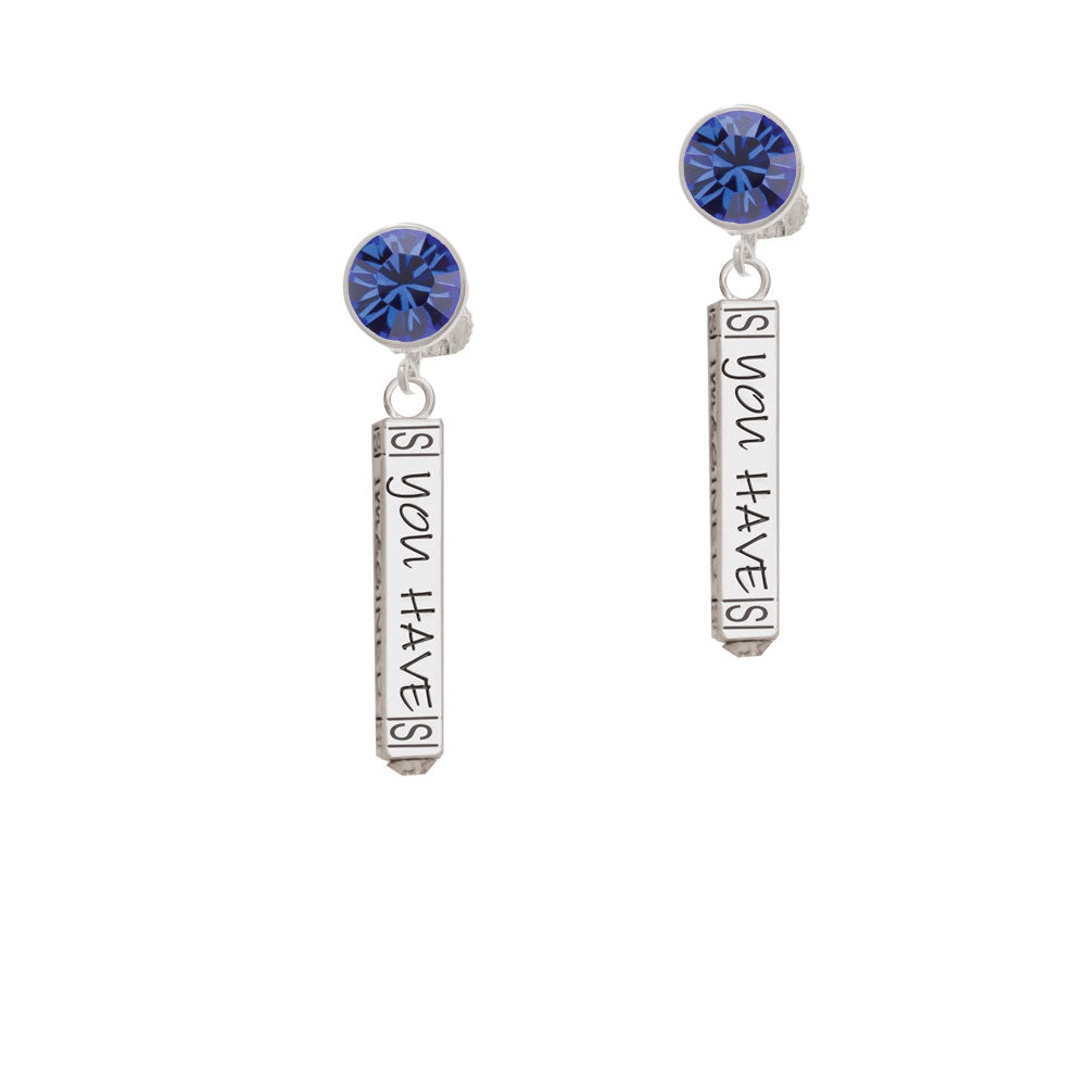 Live the Life You Have Imagined Bar Crystal Clip On Earrings Image 7