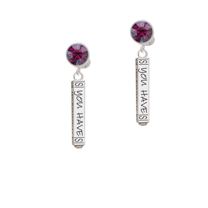 Live the Life You Have Imagined Bar Crystal Clip On Earrings Image 8