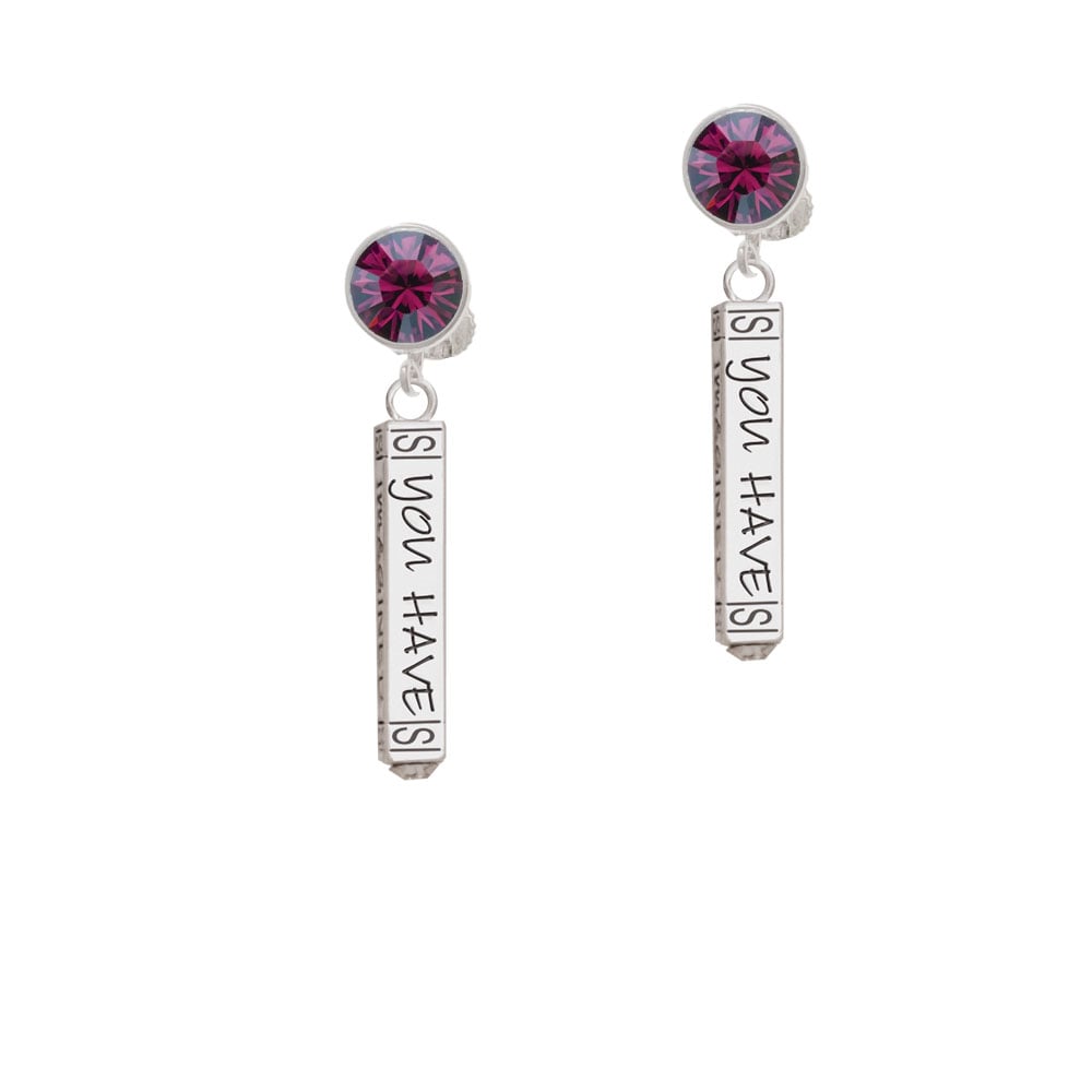 Live the Life You Have Imagined Bar Crystal Clip On Earrings Image 1