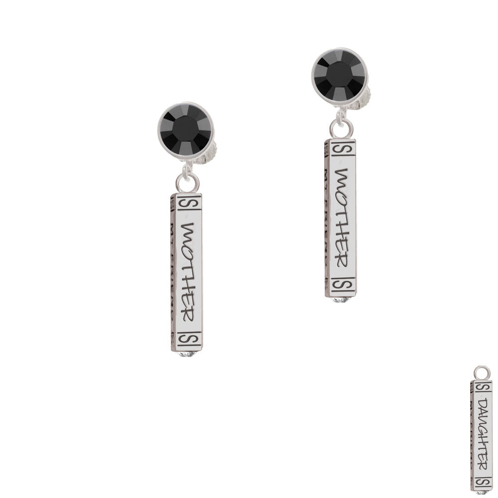 Mother Daughter Friends Forever Bar Crystal Clip On Earrings Image 3