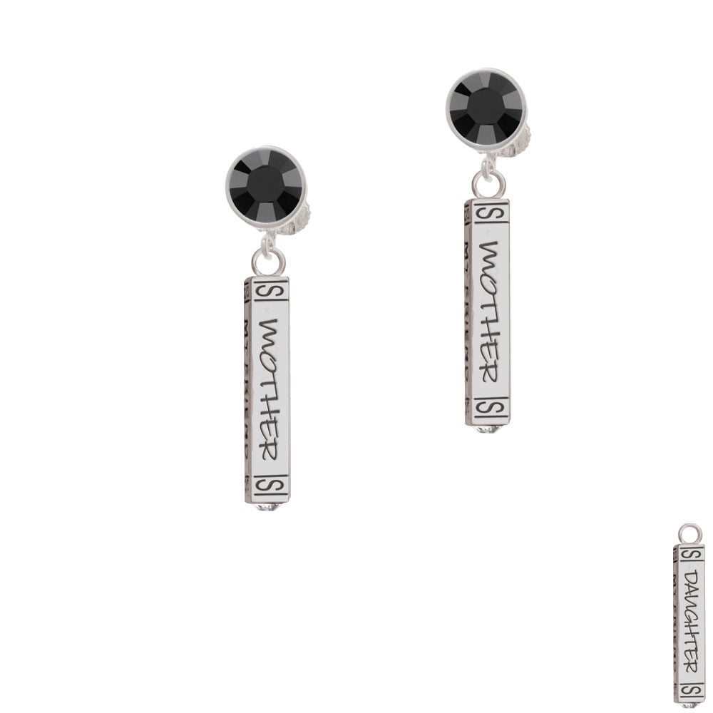 Mother Daughter Friends Forever Bar Crystal Clip On Earrings Image 1