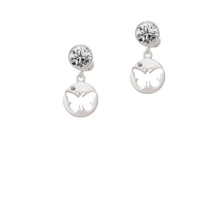 Butterfly Silhouette Crystal Clip On Earrings Image 1