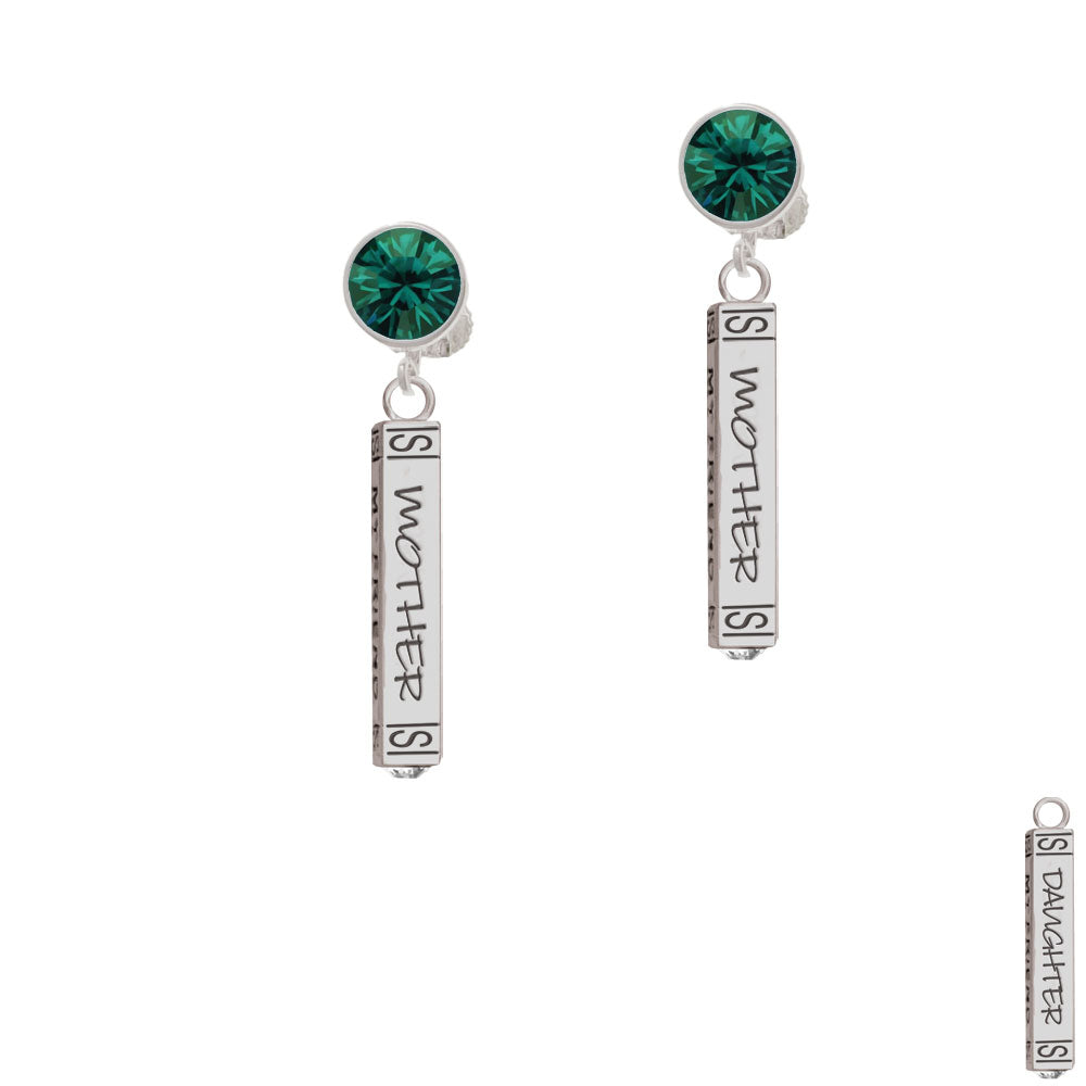 Mother Daughter Friends Forever Bar Crystal Clip On Earrings Image 6