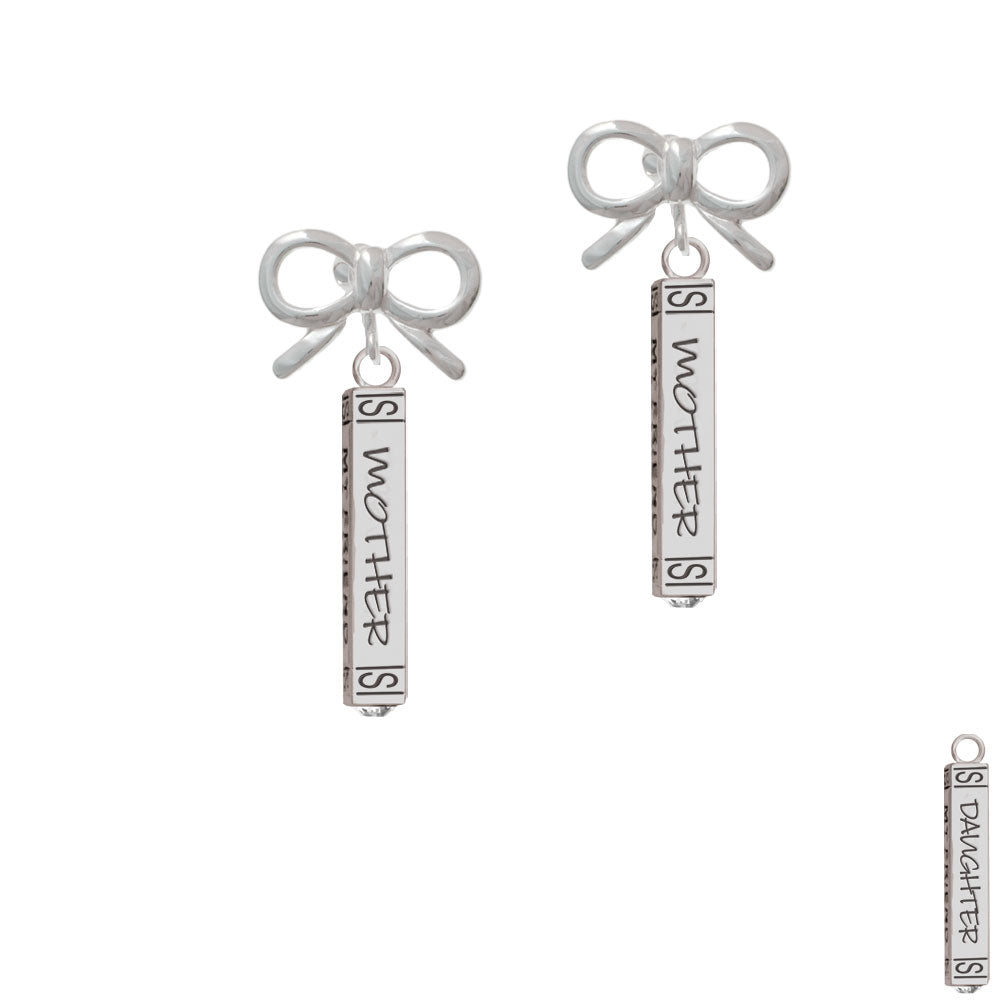 Mother Daughter Friends Forever Bar Crystal Clip On Earrings Image 9