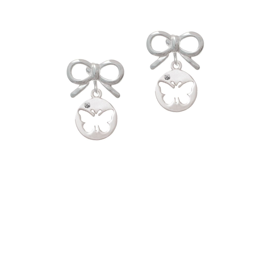 Butterfly Silhouette Crystal Clip On Earrings Image 9