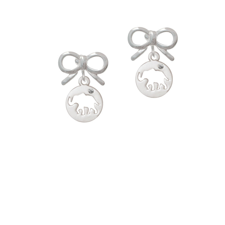 Elephant Silhouette Crystal Clip On Earrings Image 9