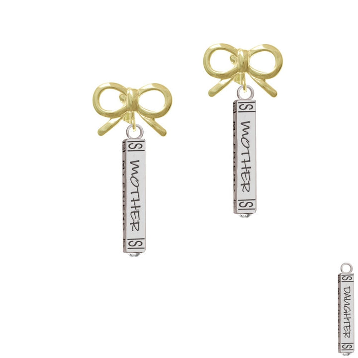 Mother Daughter Friends Forever Bar Crystal Clip On Earrings Image 10