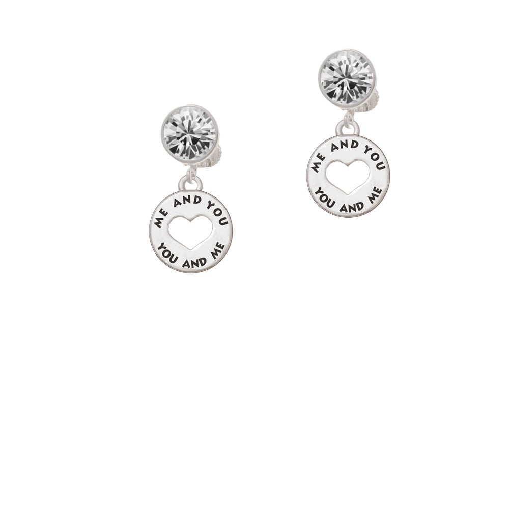 You and Me Disc Crystal Clip On Earrings Image 1