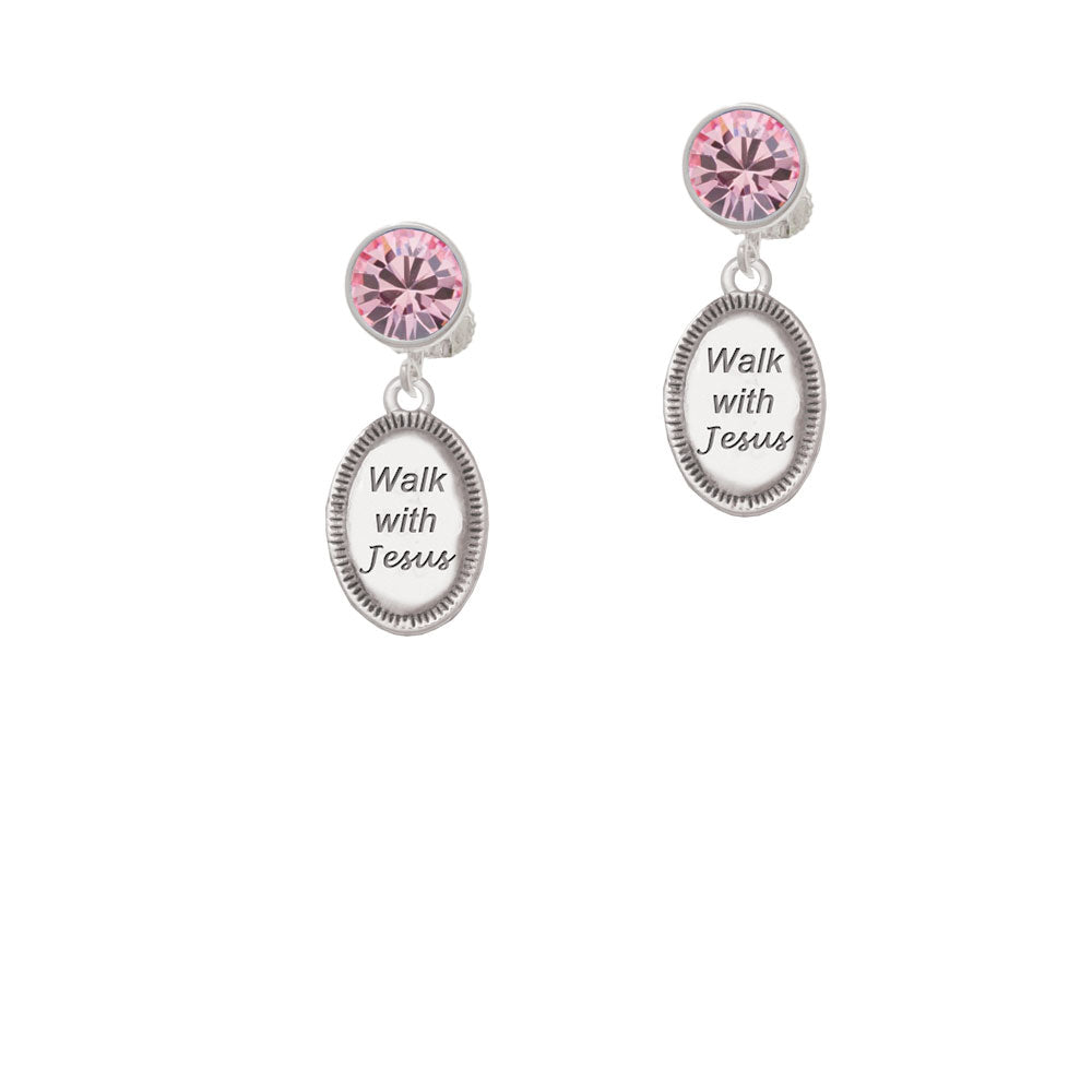 Walk with Jesus Oval Crystal Clip On Earrings Image 4