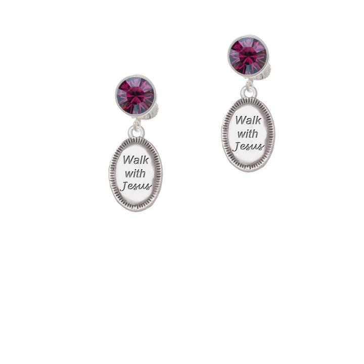 Walk with Jesus Oval Crystal Clip On Earrings Image 8