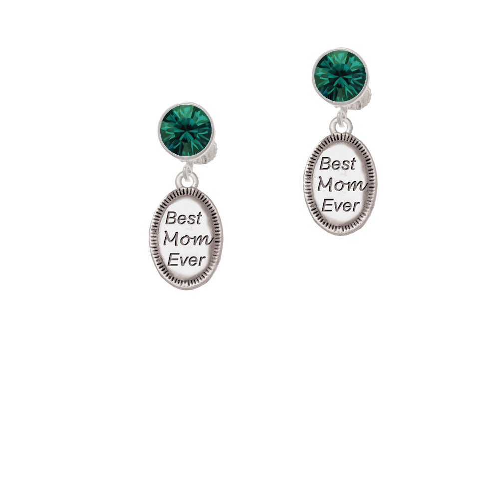 Best Mom Ever Oval Crystal Clip On Earrings Image 4