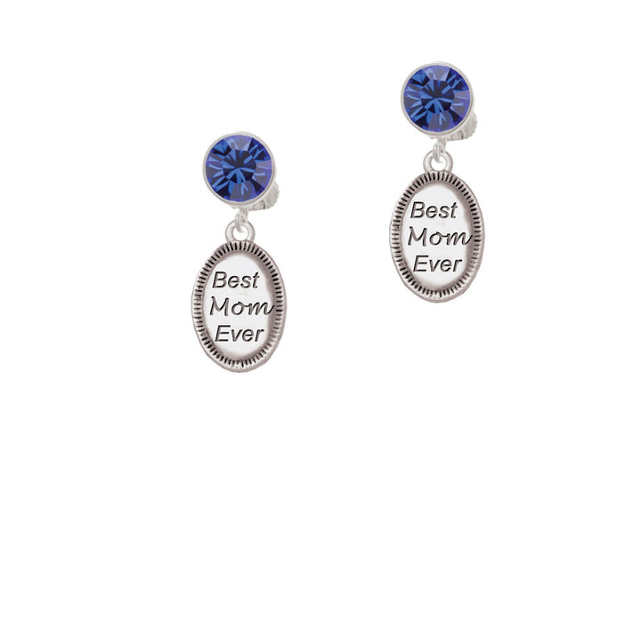 Best Mom Ever Oval Crystal Clip On Earrings Image 6