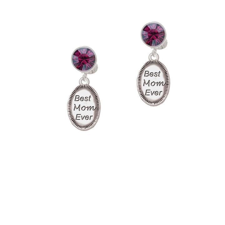 Best Mom Ever Oval Crystal Clip On Earrings Image 7