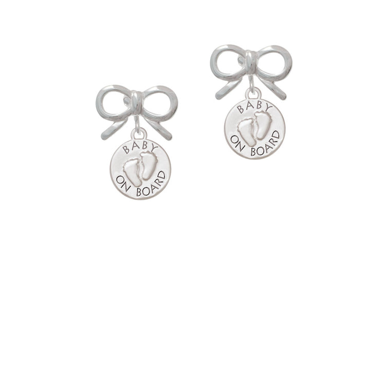 Baby on Board with Feet Crystal Clip On Earrings Image 9