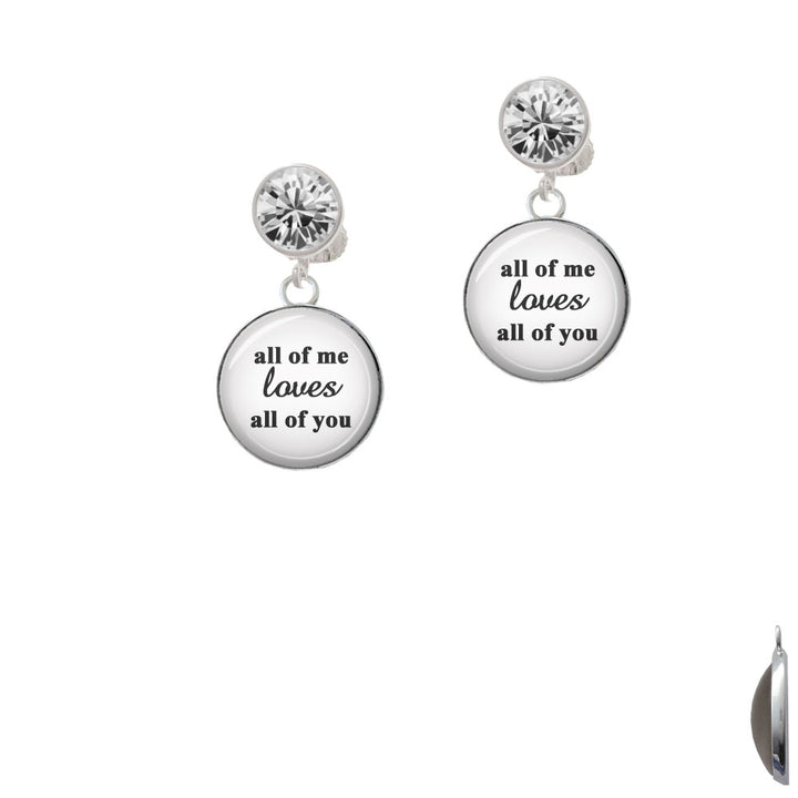 Domed All of Me Loves All of You Crystal Clip On Earrings Image 2