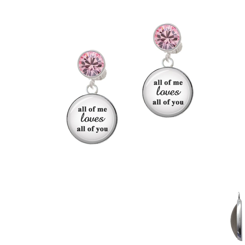 Domed All of Me Loves All of You Crystal Clip On Earrings Image 1