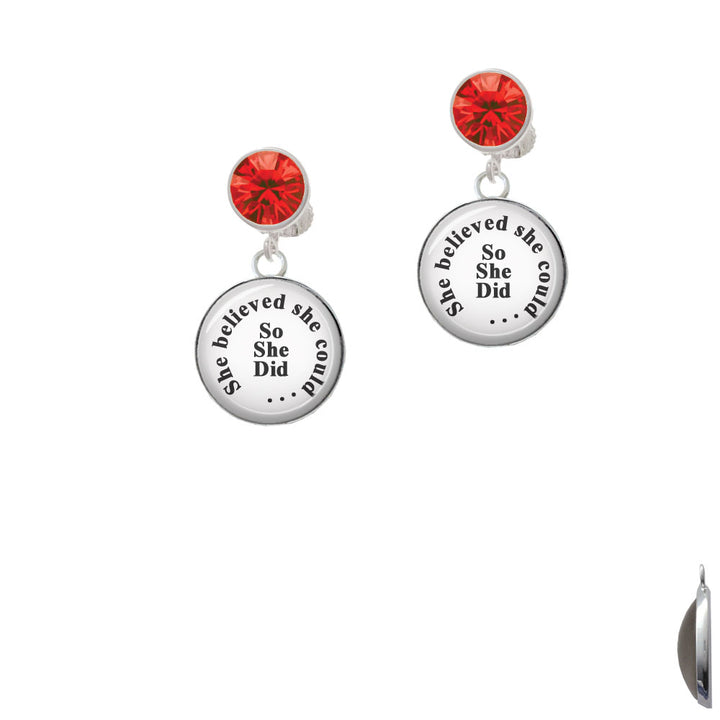 Domed She Believed She Could So She Did Crystal Clip On Earrings Image 4