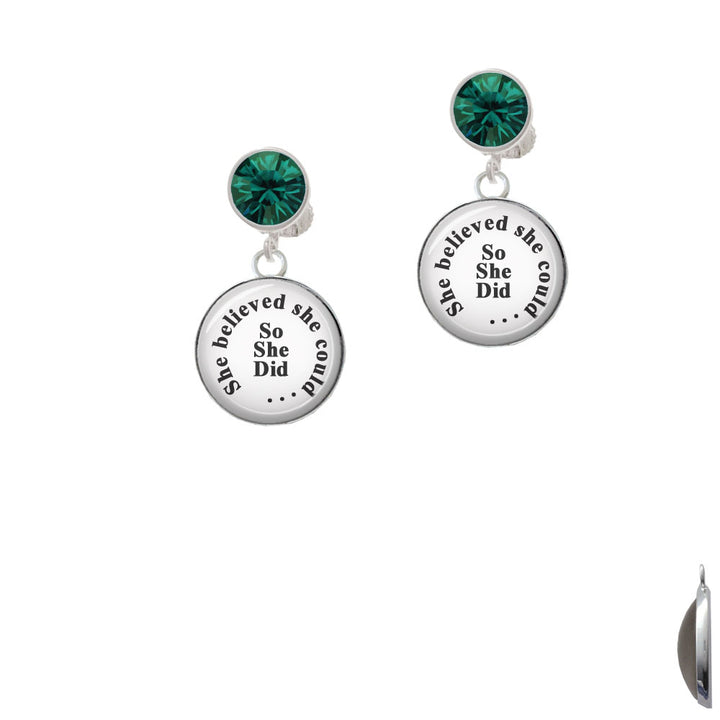 Domed She Believed She Could So She Did Crystal Clip On Earrings Image 6