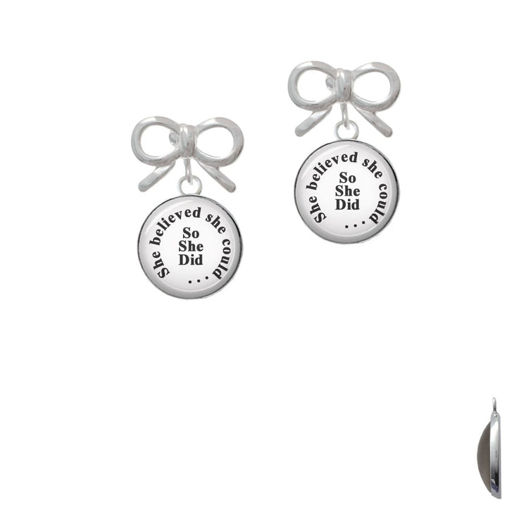 Domed She Believed She Could So She Did Crystal Clip On Earrings Image 9