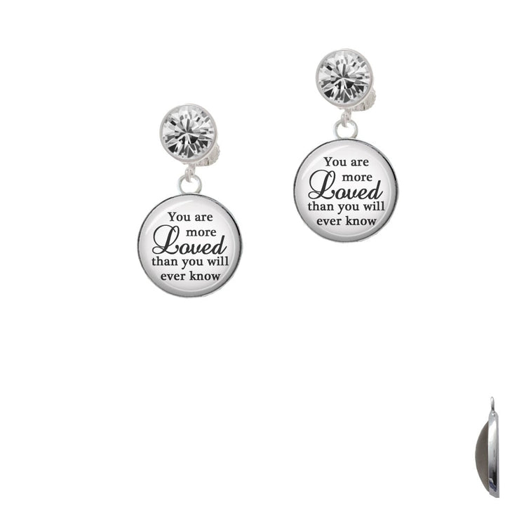 Domed You are more Loved Crystal Clip On Earrings Image 1