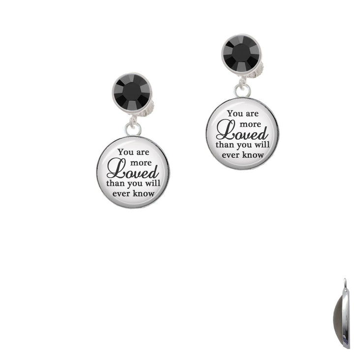 Domed You are more Loved Crystal Clip On Earrings Image 3