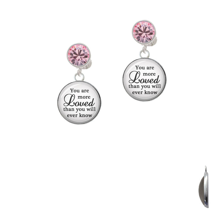 Domed You are more Loved Crystal Clip On Earrings Image 4