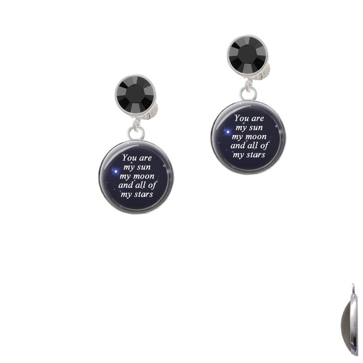 Domed You are My Sun My Moon Crystal Clip On Earrings Image 3