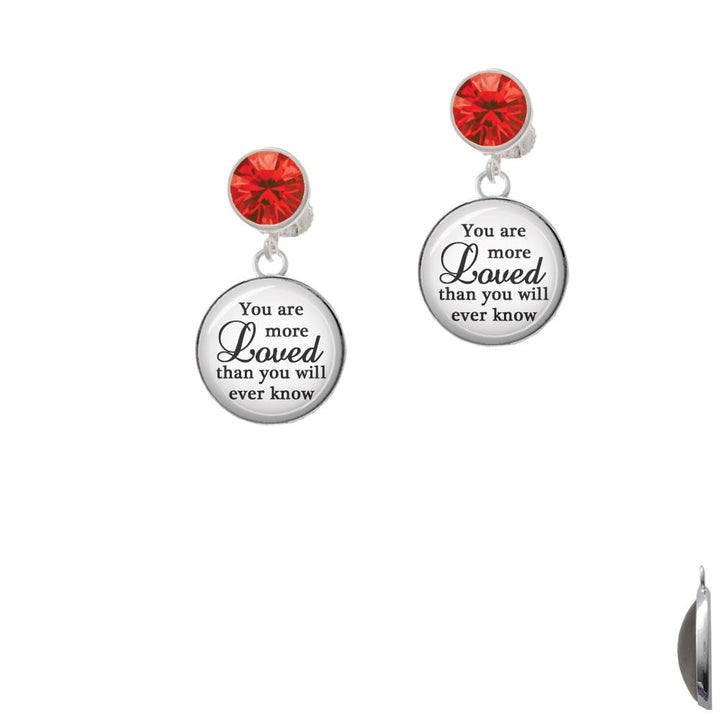 Domed You are more Loved Crystal Clip On Earrings Image 1