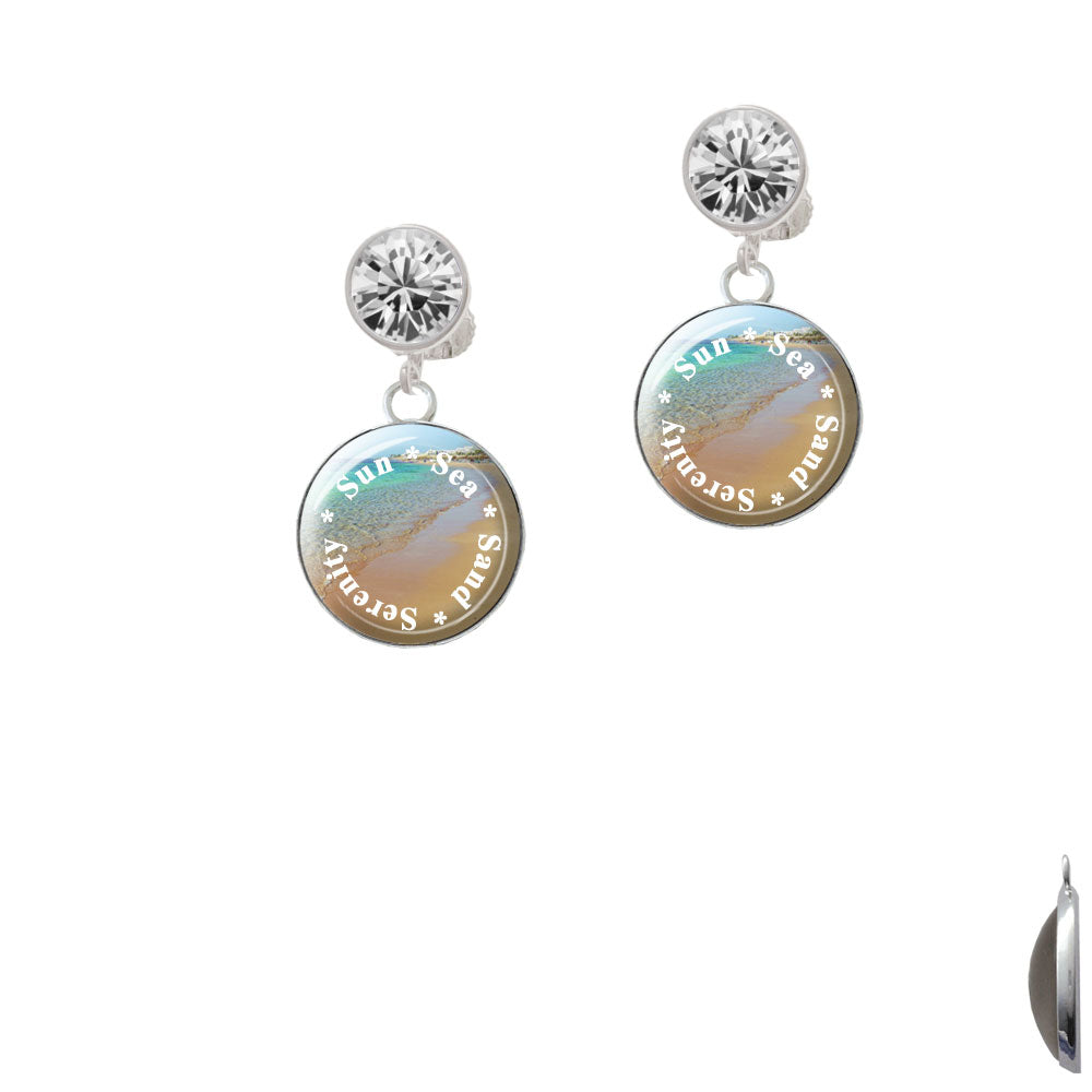 Domed Sun Sea Sand Serenity Crystal Clip On Earrings Image 2