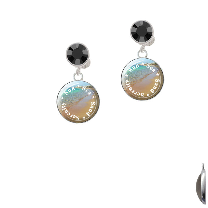 Domed Sun Sea Sand Serenity Crystal Clip On Earrings Image 3