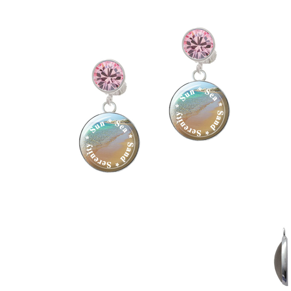 Domed Sun Sea Sand Serenity Crystal Clip On Earrings Image 4