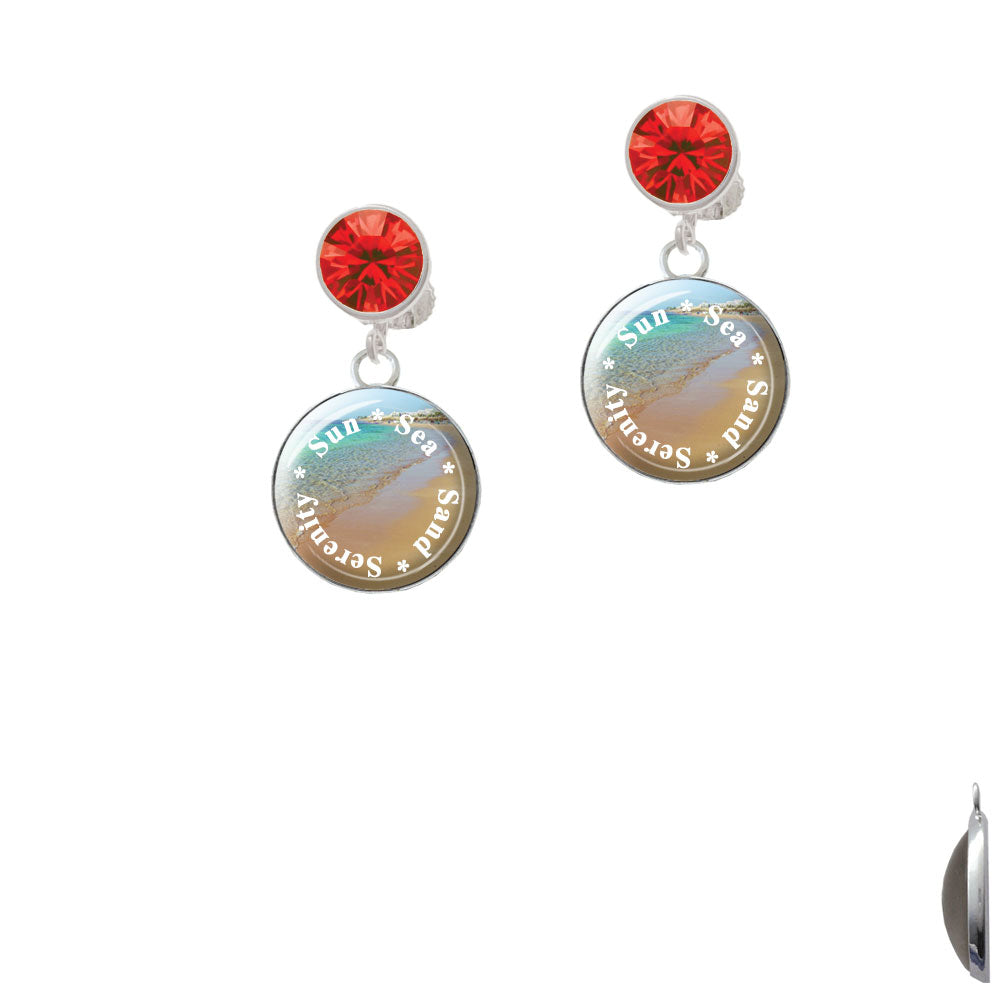 Domed Sun Sea Sand Serenity Crystal Clip On Earrings Image 4