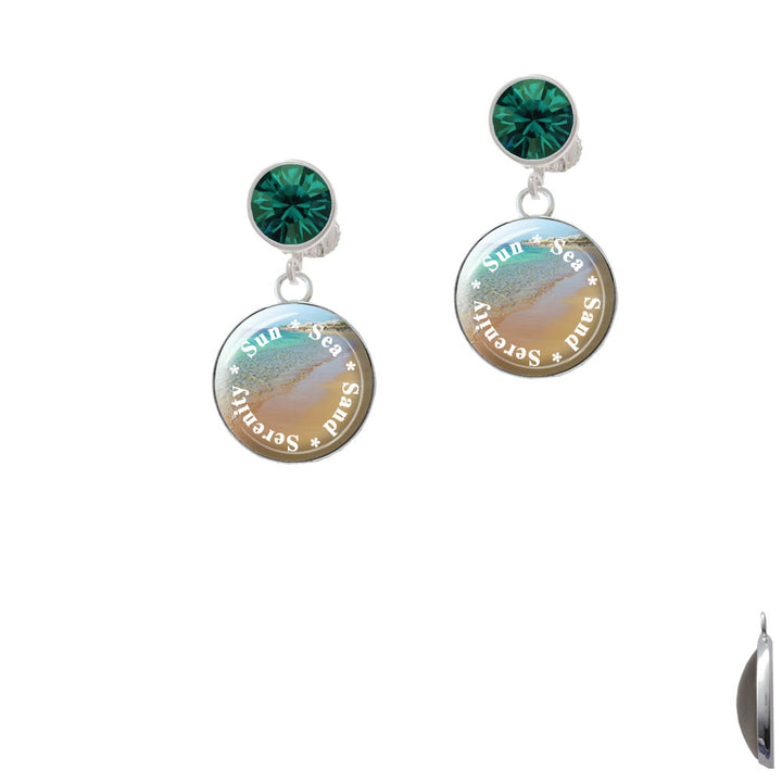 Domed Sun Sea Sand Serenity Crystal Clip On Earrings Image 6