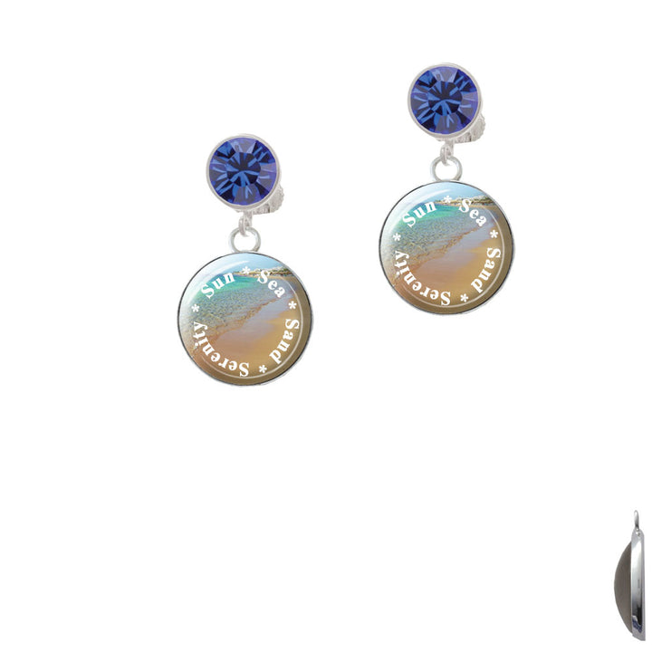 Domed Sun Sea Sand Serenity Crystal Clip On Earrings Image 7