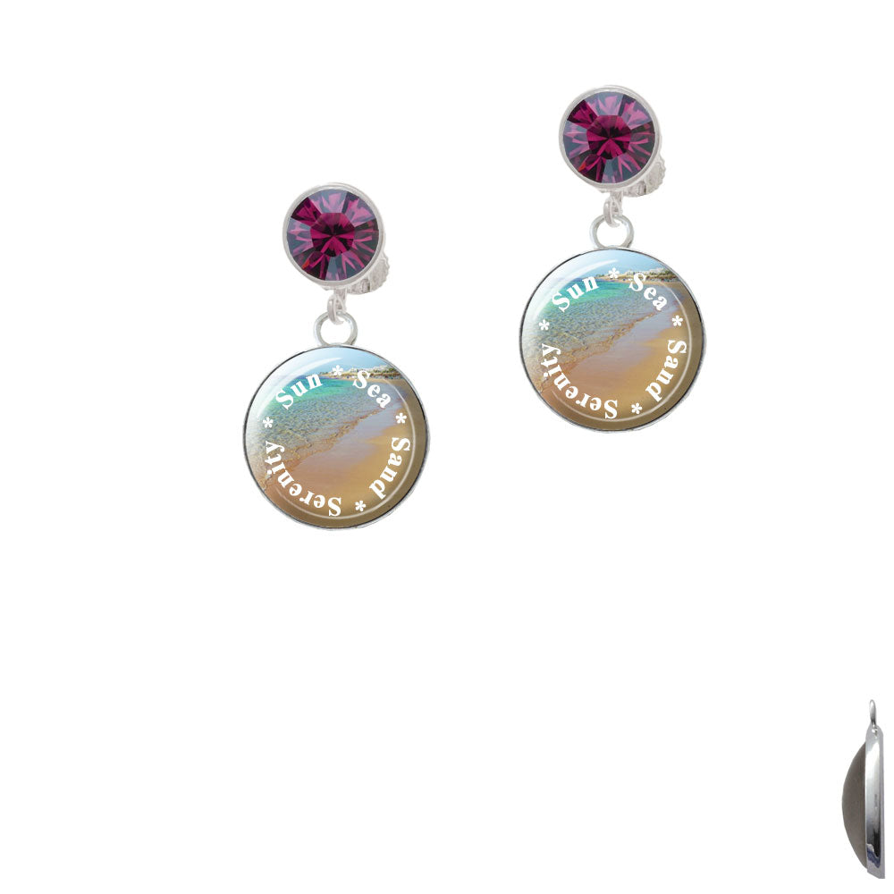 Domed Sun Sea Sand Serenity Crystal Clip On Earrings Image 8