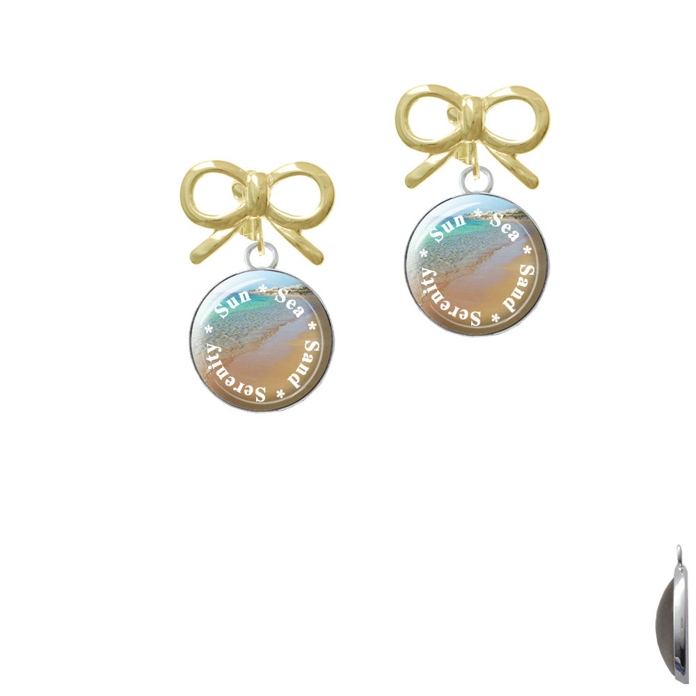 Domed Sun Sea Sand Serenity Crystal Clip On Earrings Image 10